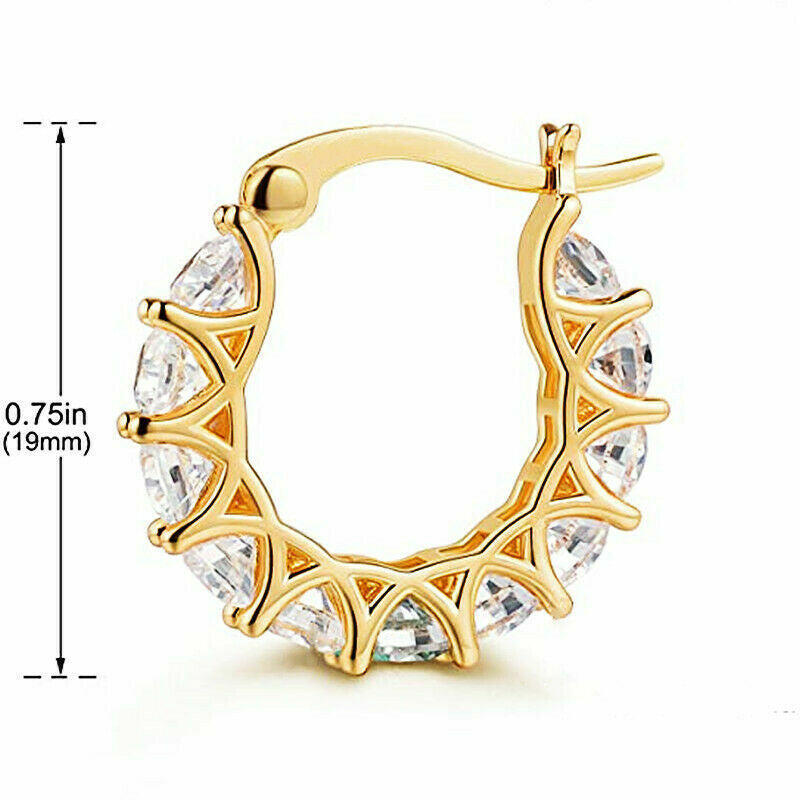 Silver/Gold Plated Hoop Earrings for Women Fashion Cubic Zirconia Lab-Created